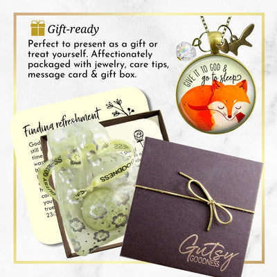 Fox Necklace Give It To God And Go To Sleep Cute Surrender Theme Quote Illustrated Pendant Faith Jewelry For Women  Necklace - Gutsy Goodness Handmade Jewelry