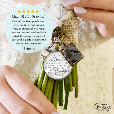 On Your Wedding Day OUR Heart Is There Walking Beside You GRANDDAUGHTER | DESTINATION BRONZE - WHITE - WHITE BEAD