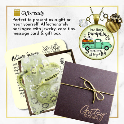 Hey There Pumpkin Necklace Meet Me At The Patch Autumn Theme Jewelry October Truck Pendant For Women  Necklace - Gutsy Goodness Handmade Jewelry