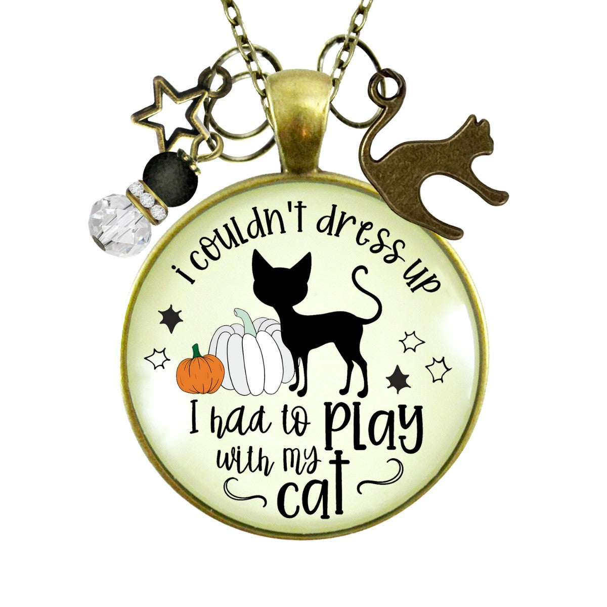 Halloween Black Cat Necklace For Women I Couldn't Dress Up Costume Play With Cat Funny Pumpkin Jewelry Pendant Autumn Fashion Accessory  Necklace - Gutsy Goodness Handmade Jewelry