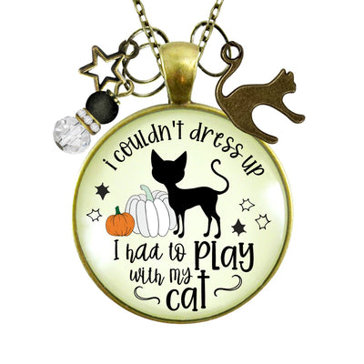 Halloween Black Cat Necklace For Women I Couldn't Dress Up Costume Play With Cat Funny Pumpkin Jewelry Pendant Autumn Fashion Accessory  Necklace - Gutsy Goodness Handmade Jewelry