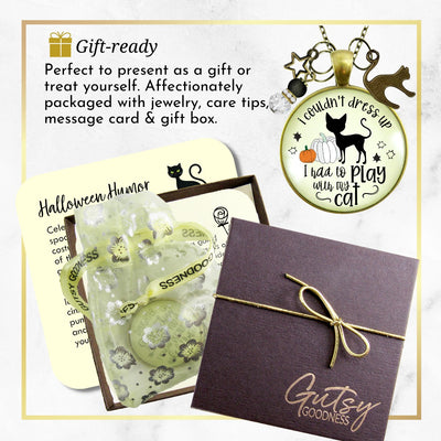 Halloween Black Cat Necklace For Women I Couldn't Dress Up Costume Play With Cat Funny Pumpkin Jewelry Pendant Autumn Fashion Accessory  Necklace - Gutsy Goodness Handmade Jewelry