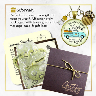 Mom Pumpkin In The Patch Necklace Cutest Is My Child Autumn Truck Halloween Handmade Jewelry Pendant  Necklace - Gutsy Goodness Handmade Jewelry