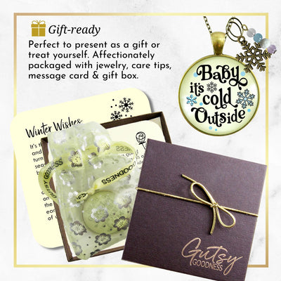 Christmas Snowflake Necklace Baby It's Cold Outside Winter Seasonal Charm Bead Jewelry For Women  Necklace - Gutsy Goodness Handmade Jewelry