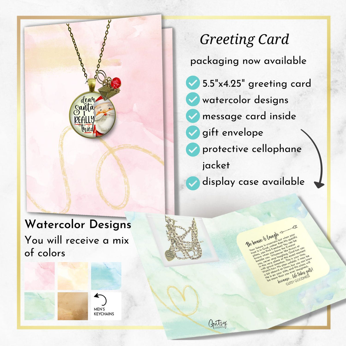 Dear Santa Necklace Funny I Tried Holiday Christmas Pendant Handmade Jewelry Letter Holly Charms