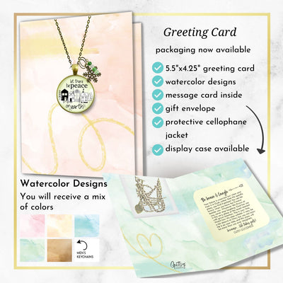 Christmas Village Let There Be Peace On Earth Necklace Handmade Winter Holidays Snowflake Charm Green Beads Jewelry