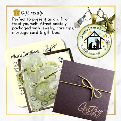 Jesus Nativity Christmas Pendant O Come Let Us Adore Him Holiday Necklace Handmade  Faith Religious Jewelry  Necklace - Gutsy Goodness Handmade Jewelry