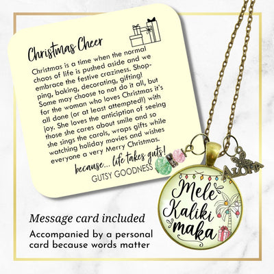 Mele Kalikimaka Christmas Hawaiian Necklace Holiday Merry Christmas Pink Green Festive Jewelry Gift