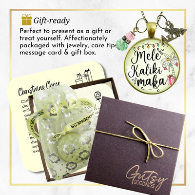 Mele Kalikimaka Christmas Hawaiian Necklace Holiday Merry Christmas Pink Green Festive Jewelry Gift  Necklace - Gutsy Goodness Handmade Jewelry