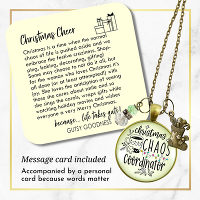 Christmas Chaos Coordinator Fun Holiday Necklace Stocking Charm Pendant Hostess Gift Jewelry  Necklace - Gutsy Goodness Handmade Jewelry