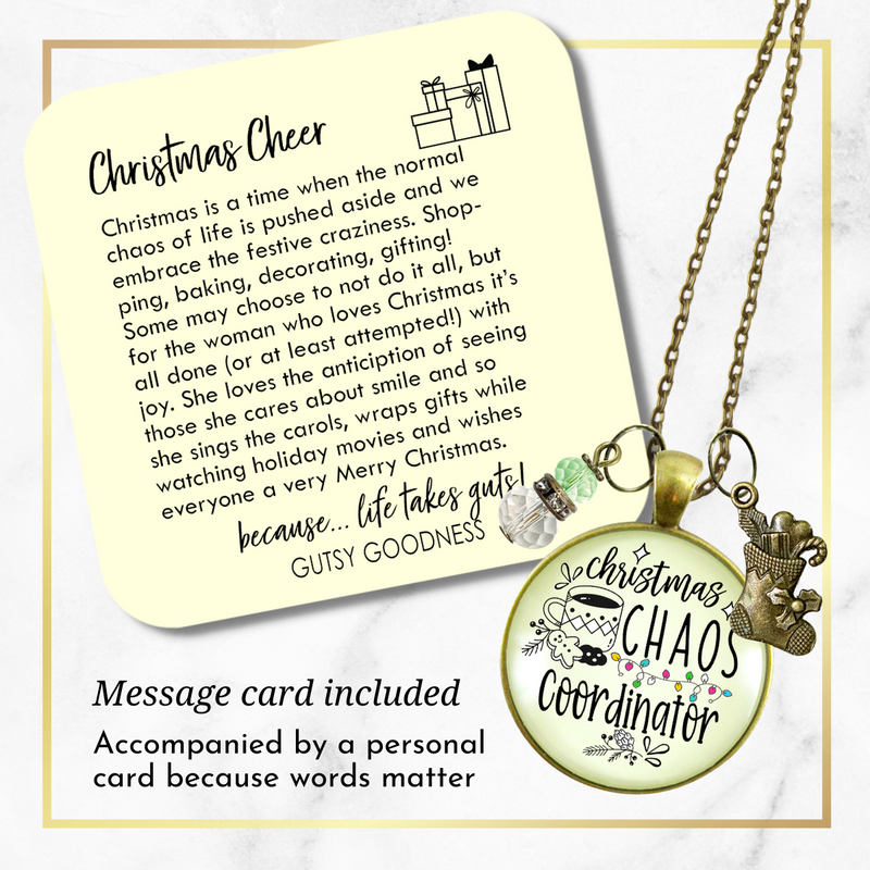 Christmas Chaos Coordinator Fun Holiday Necklace Stocking Charm Pendant Hostess Gift Jewelry  Necklace - Gutsy Goodness Handmade Jewelry