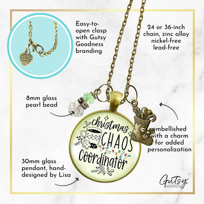 Christmas Chaos Coordinator Fun Holiday Necklace Stocking Charm Pendant Hostess Gift Jewelry  Necklace - Gutsy Goodness Handmade Jewelry