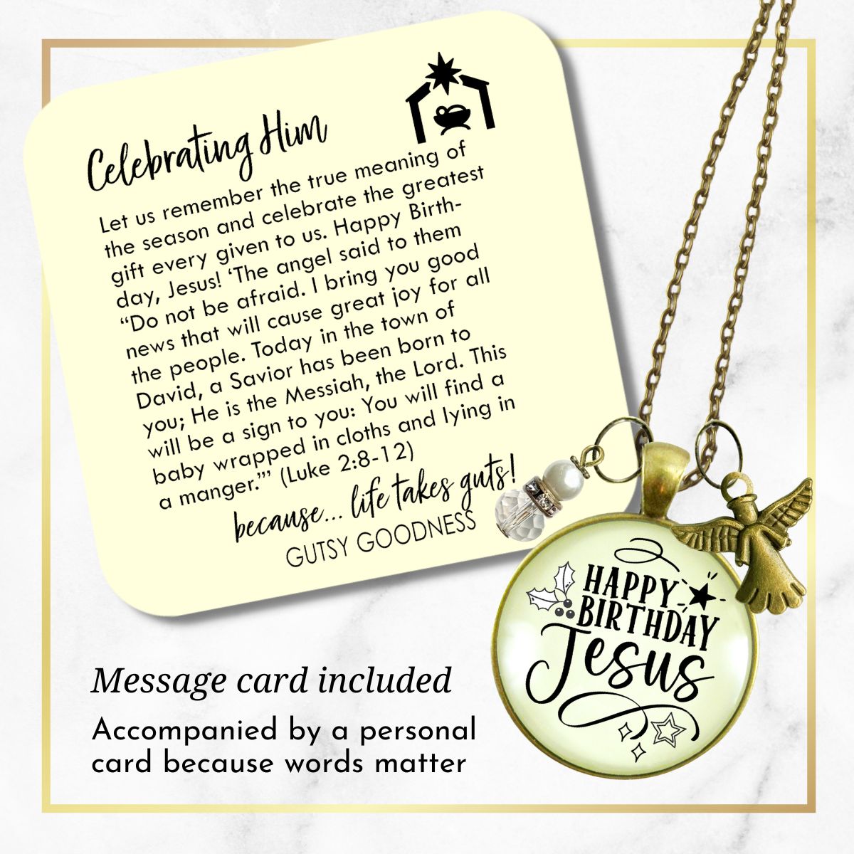 Happy Birthday Gift Necklace For Women Merry Christmas Faith Jewelry Charms Handmade Holiday Pendant  Necklace - Gutsy Goodness Handmade Jewelry