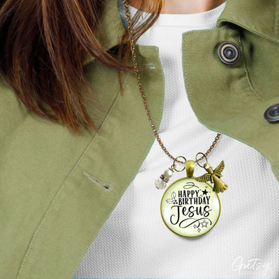 Happy Birthday Gift Necklace For Women Merry Christmas Faith Jewelry Charms Handmade Holiday Pendant
