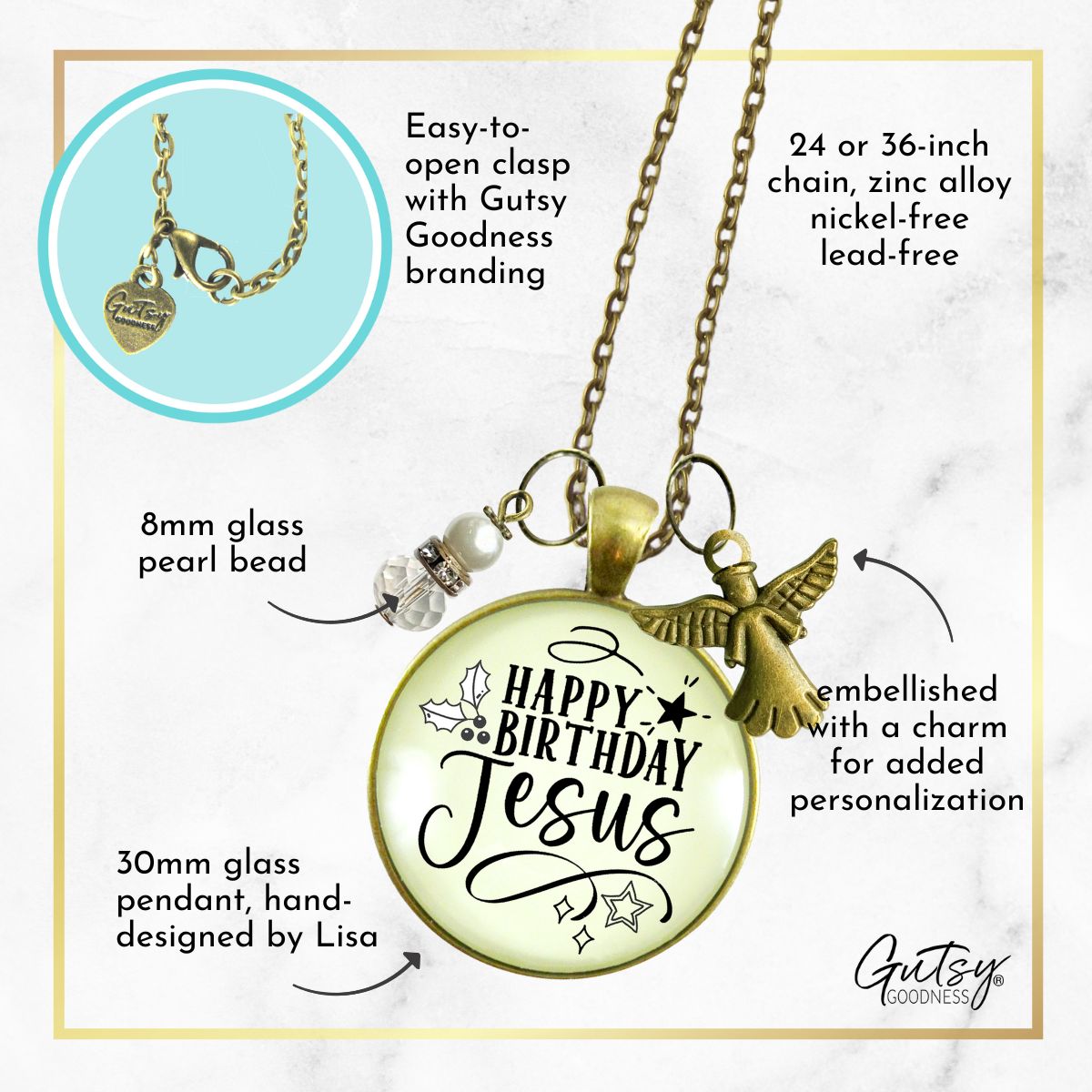 Happy Birthday Gift Necklace For Women Merry Christmas Faith Jewelry Charms Handmade Holiday Pendant  Necklace - Gutsy Goodness Handmade Jewelry