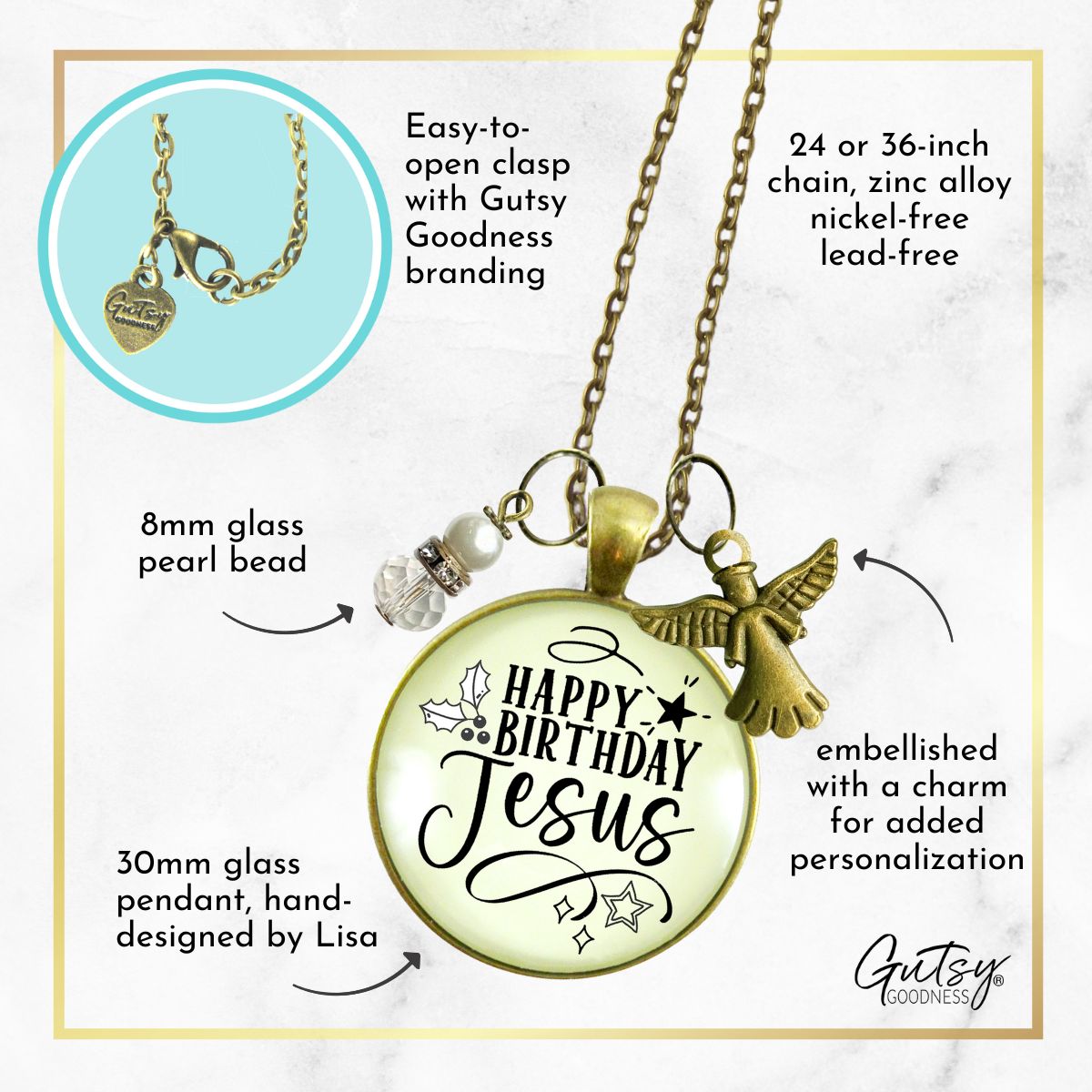 Happy Birthday Gift Necklace For Women Merry Christmas Faith Jewelry Charms Handmade Holiday Pendant