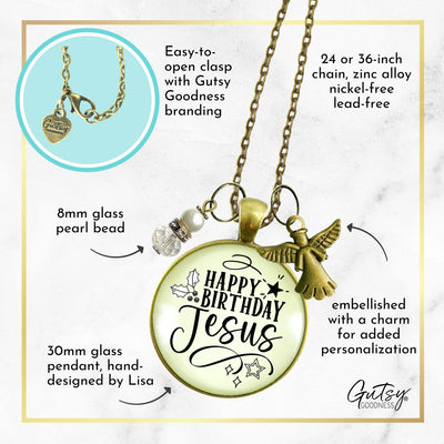 Happy Birthday Gift Necklace For Women Merry Christmas Faith Jewelry Charms Handmade Holiday Pendant
