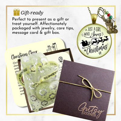 Christmas Reindeer Necklace Just a Girl Who Loves Christmas Pendant Stocking Charm Handmade Pendant  Necklace - Gutsy Goodness Handmade Jewelry