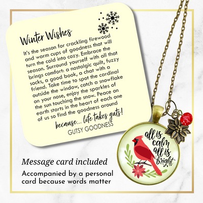 Cardinal Necklace All Is Calm Red Bird Holiday Christmas Jewelry For Women Festive  Charm Beads  Necklace - Gutsy Goodness Handmade Jewelry
