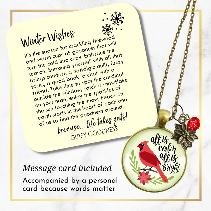 Cardinal Necklace All Is Calm Red Bird Holiday Christmas Jewelry For Women Festive  Charm Beads  Necklace - Gutsy Goodness Handmade Jewelry