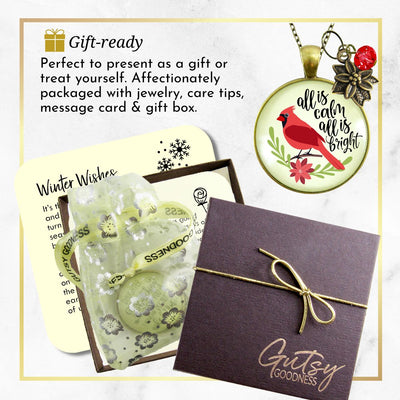 Cardinal Necklace All Is Calm Red Bird Holiday Christmas Jewelry For Women Festive  Charm Beads  Necklace - Gutsy Goodness Handmade Jewelry