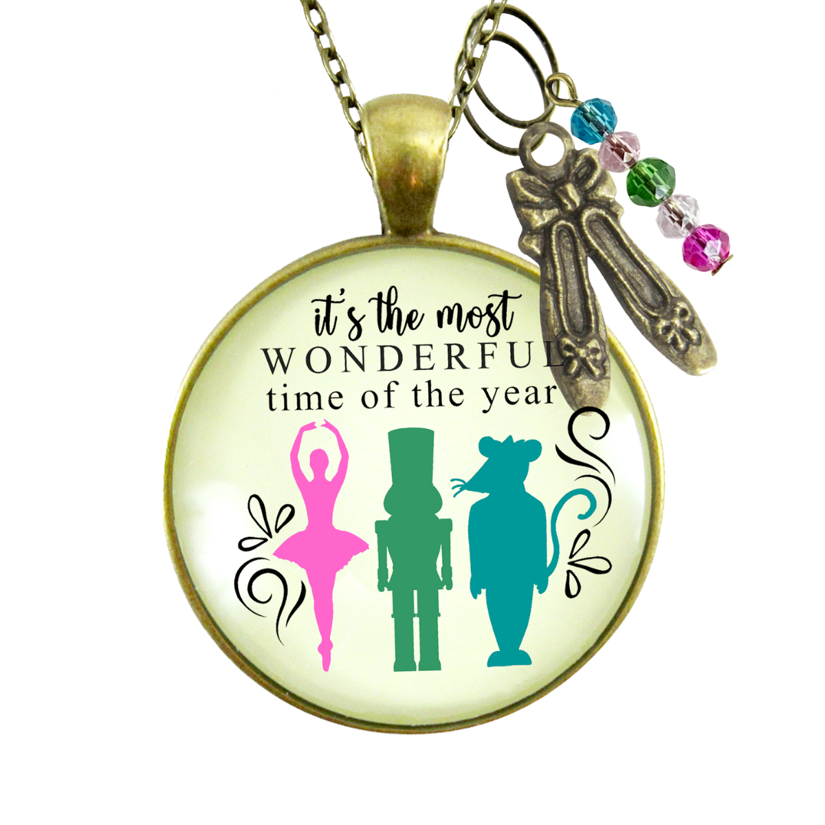 Nutcracker Ballet Gift Necklace Holiday Tradition Handmade Pink Pendant Jewelry Ballet Slipper Charm  Necklace - Gutsy Goodness Handmade Jewelry