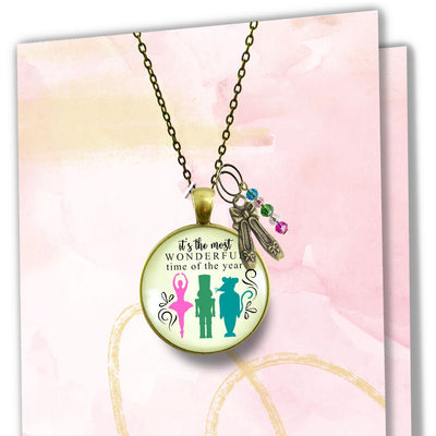 Nutcracker Ballet Gift Necklace Holiday Tradition Handmade Pink Pendant Jewelry Ballet Slipper Charm