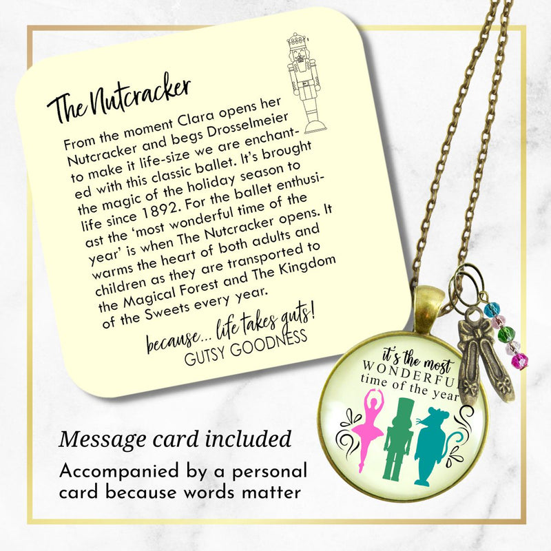 Nutcracker Ballet Gift Necklace Holiday Tradition Handmade Pink Pendant Jewelry Ballet Slipper Charm  Necklace - Gutsy Goodness Handmade Jewelry