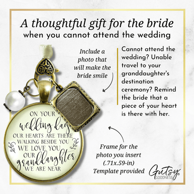 On Your Wedding Day OUR Heart Is There Walking Beside You GRANDDAUGHTER | DESTINATION BRONZE - CREAM - WHITE BEAD