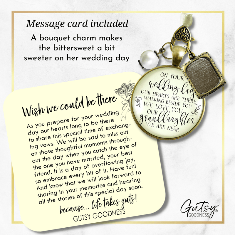 On Your Wedding Day OUR Heart Is There Walking Beside You GRANDDAUGHTER | DESTINATION BRONZE - CREAM - WHITE BEAD