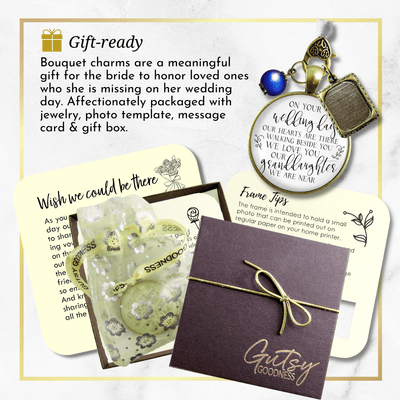 On Your Wedding Day OUR Heart Is There Walking Beside You GRANDDAUGHTER | DESTINATION BRONZE - WHITE - BLUE BEAD