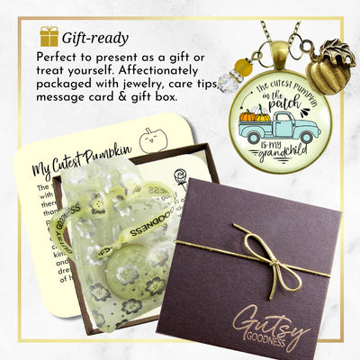 Grandma Pumpkin In The Patch Necklace Cutest Is My Grandchild Autumn Truck Halloween Handmade Jewelry Pendant  Necklace - Gutsy Goodness Handmade Jewelry