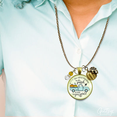 Grandma Pumpkin In The Patch Necklace Cutest Is My Grandchild Autumn Truck Halloween Handmade Jewelry Pendant  Necklace - Gutsy Goodness Handmade Jewelry