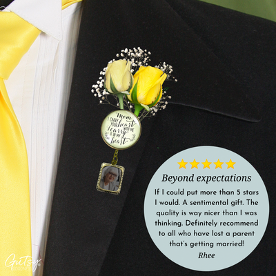 Wedding Memorial Boutonniere Pin Photo Frame Honor Mom Carry Heart Vintage Cream - Gutsy Goodness