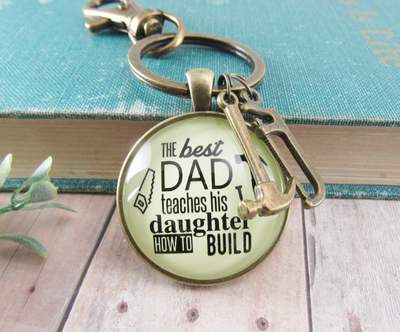 Best Dad Teaches Daughter To Build Keychain From Daughter Hammer Saw Tool Charm - Gutsy Goodness Handmade Jewelry