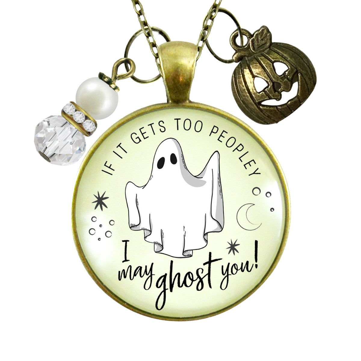 Ghost Necklace Too Peopley I May Ghost You Funny Introvert Quote Jewelry