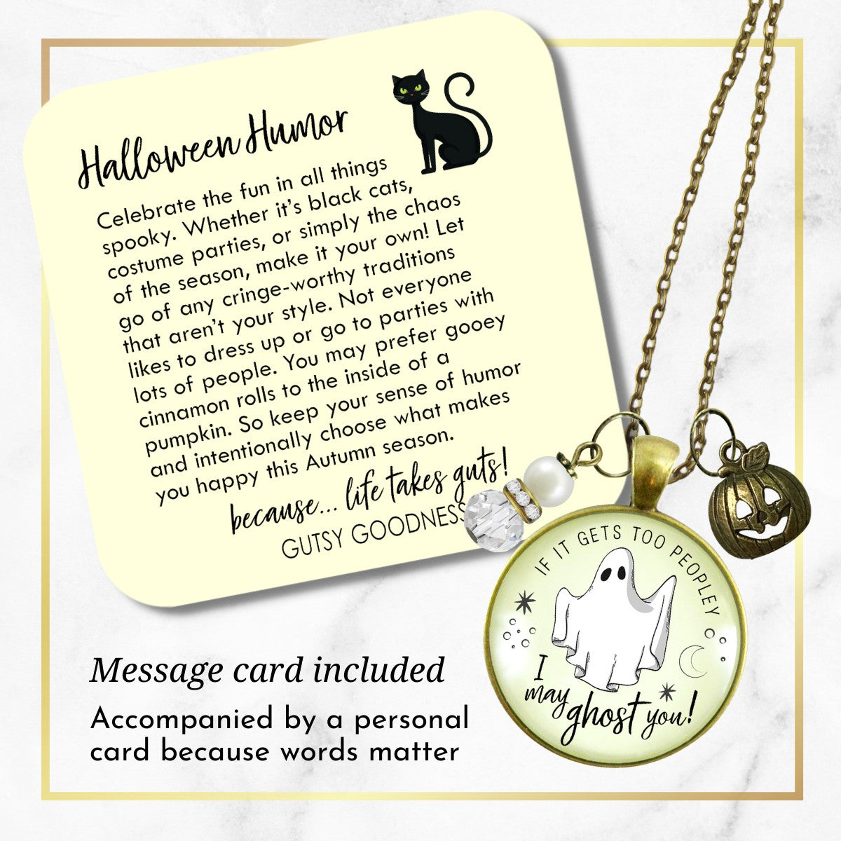 Ghost Necklace Too Peopley I May Ghost You Funny Introvert Quote Jewelry