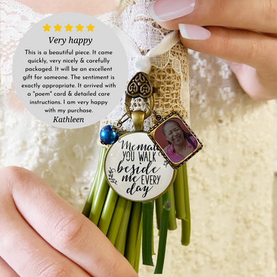 Memaw You Walk Beside Me Every Day BRONZE - WHITE - BLUE BEAD