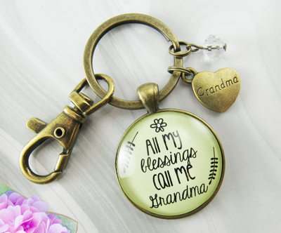 All My Blessings Call Me Grandma Keychain Grandma Heart - Gutsy Goodness Handmade Jewelry