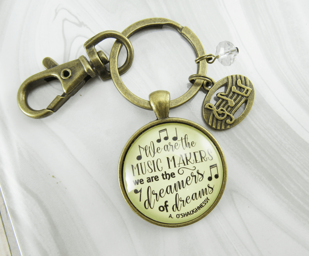 Musician Keychain We Are The Music Makers Musical Jewelry Retro Inspired Bronze Notes Charm - Gutsy Goodness Handmade Jewelry