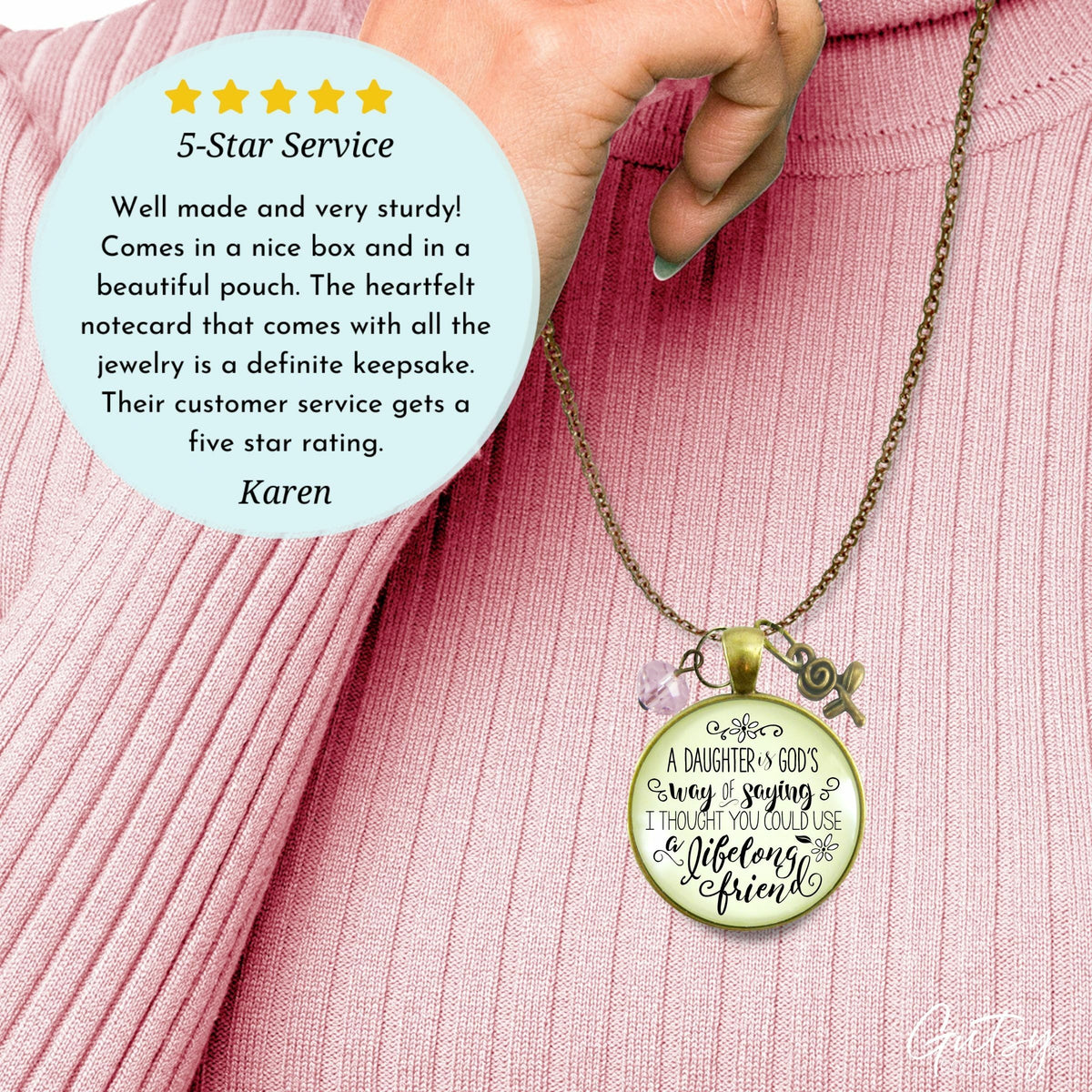 Gutsy Goodness Mother Necklace Daughter is God's Way Lifelong Friend Faith Jewelry - Gutsy Goodness Handmade Jewelry;Mother Necklace Daughter Is God's Way Lifelong Friend Faith Jewelry - Gutsy Goodness Handmade Jewelry Gifts