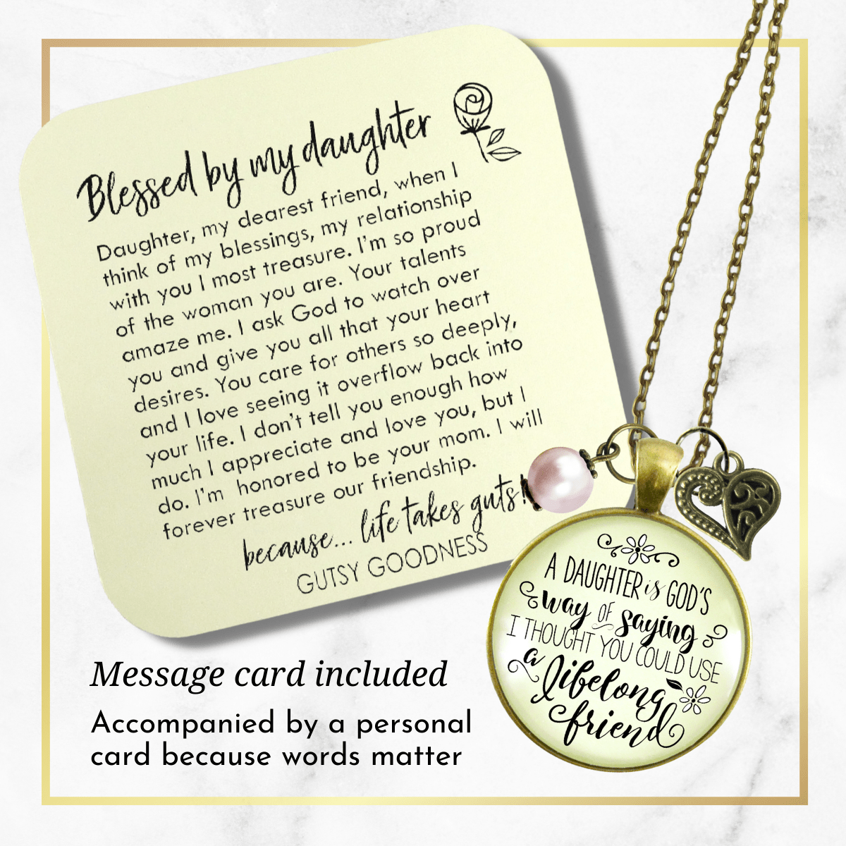 Gutsy Goodness Daughter Necklace From Mother Celebrate Friends Retro Inspire Jewelry Heart Gift - Gutsy Goodness;Daughter Necklace From Mother Celebrate Friends Retro Inspire Jewelry Heart Gift - Gutsy Goodness Handmade Jewelry Gifts