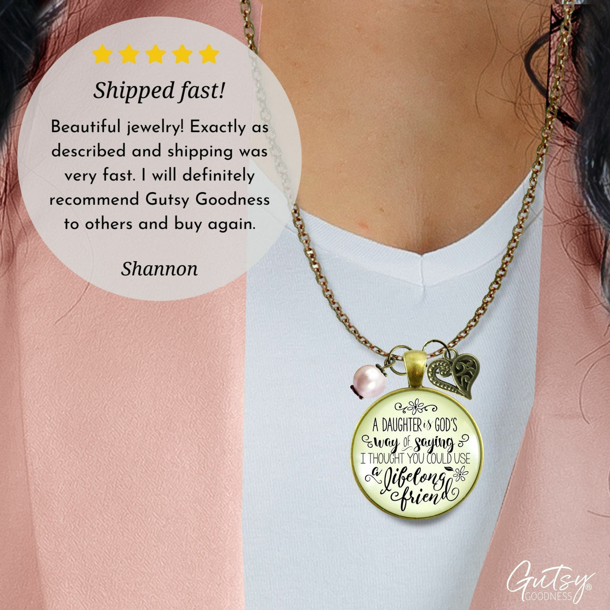 Gutsy Goodness Daughter Necklace From Mother Celebrate Friends Retro Inspire Jewelry Heart Gift - Gutsy Goodness;Daughter Necklace From Mother Celebrate Friends Retro Inspire Jewelry Heart Gift - Gutsy Goodness Handmade Jewelry Gifts