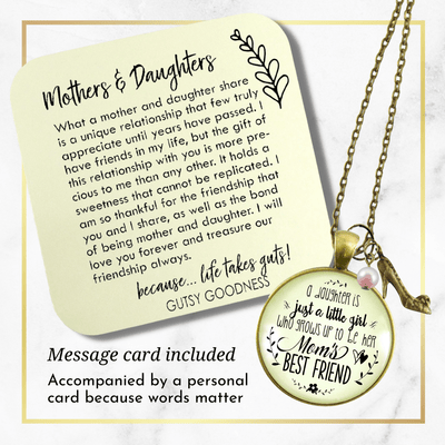 Gutsy Goodness Mother Daughter Necklace She Grows Up To Be Mom's Best Friend Jewelry Gift - Gutsy Goodness Handmade Jewelry;A Daughter Is Just A Little Girl - High Heel - Pink Pearl - Gutsy Goodness Handmade Jewelry Gifts