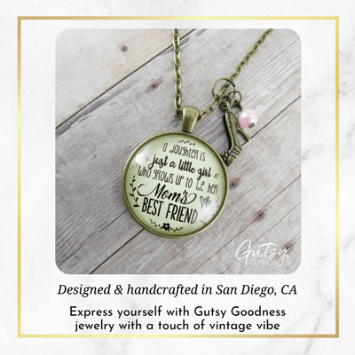 Gutsy Goodness Mother Daughter Necklace She Grows Up To Be Mom's Best Friend Jewelry Gift - Gutsy Goodness Handmade Jewelry;A Daughter Is Just A Little Girl - High Heel - Pink Pearl - Gutsy Goodness Handmade Jewelry Gifts