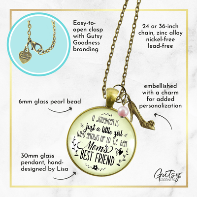 Gutsy Goodness Mother Daughter Necklace She Grows Up To Be Mom's Best Friend Jewelry Gift - Gutsy Goodness Handmade Jewelry;A Daughter Is Just A Little Girl - High Heel - Pink Pearl - Gutsy Goodness Handmade Jewelry Gifts