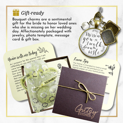 Bouquet Wedding Charm 2 Frames Missing You Memorial White Remembrance Photo Jewelry - Gutsy Goodness