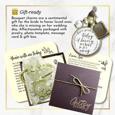 Wedding Bouquet Memorial Charm I Know You'd Be Here Today Heaven White Photo Jewels - Gutsy Goodness Handmade Jewelry Gifts