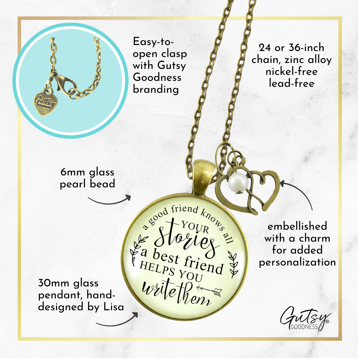 Gutsy Goodness Friendship Necklace She Knows Your Stories Inspiring Jewelry - Gutsy Goodness;Friendship Necklace She Knows Your Stories Inspiring Jewelry - Gutsy Goodness Handmade Jewelry Gifts