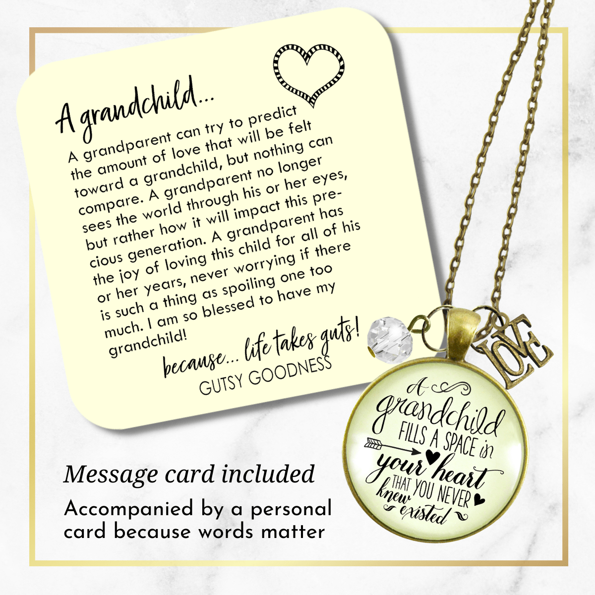 Gutsy Goodness Grandmother Necklace Grandchild Fills Heart Grandma Jewelry Gift - Gutsy Goodness;Grandmother Necklace Grandchild Fills Heart Grandma Jewelry Gift - Gutsy Goodness Handmade Jewelry Gifts